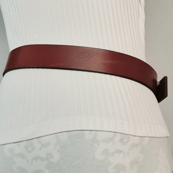 Heavy Leather Belt 34 Waist Off Center Pin And Punch Holes Caramel Brown - Picture 3 of 12